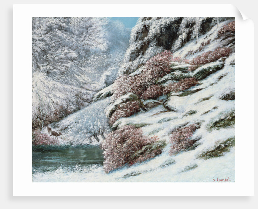 Deer in a Snowy Landscape, 1867 by Gustave Courbet