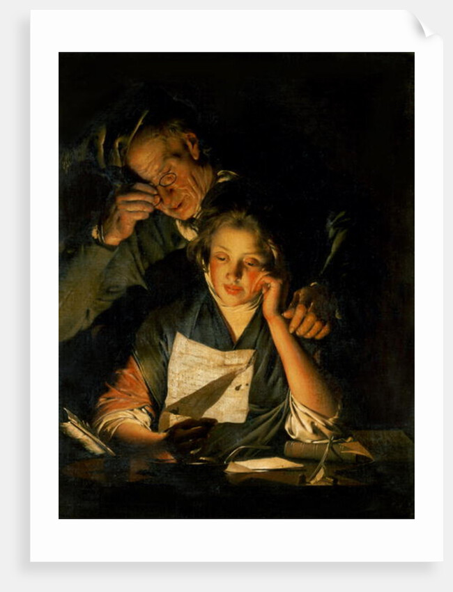 A Girl reading a Letter, with an Old Man reading over her shoulder, c.1767-70 by Joseph Wright of Derby