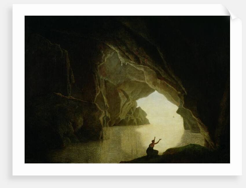A Grotto in the Gulf of Salernum, with the figure of Julia, banished from Rome, exh. 1780 by Joseph Wright of Derby