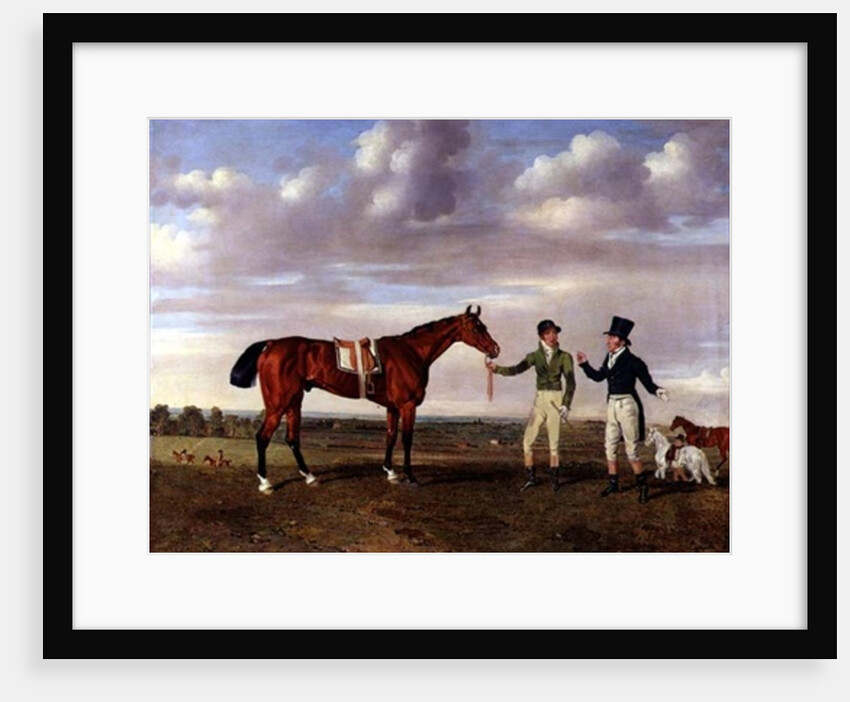 Zinganee held by Sam Chifney Junior with the owner Mr. William Chifney, at Newmarket, c.1829 by Benjamin Marshall
