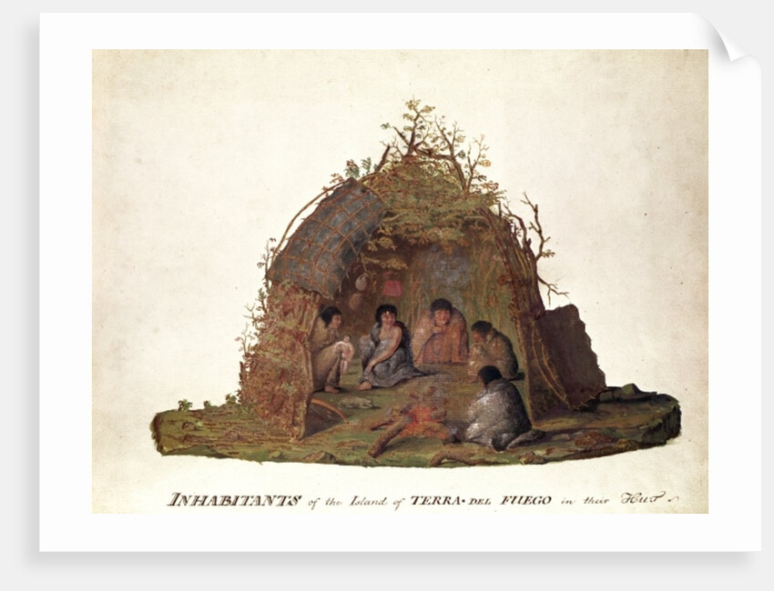 Inhabitants of the Island of Terra del Fuego in their Hut by Alexander Buchan