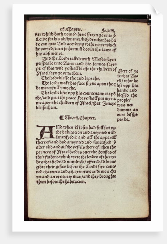 Old Testament text page from the first edition of the Tyndale Bible by English School