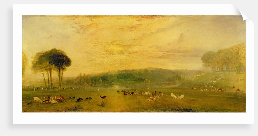 The Lake, Petworth: Sunset, Fighting Bucks, c.1829 by Joseph Mallord William Turner