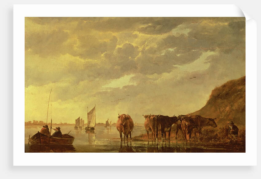 A herdsman with five cows by a river, c.1650-5 by Aelbert Cuyp
