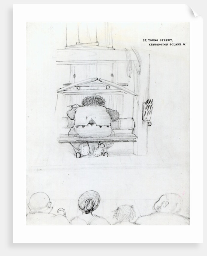 William Morris at his loom, caricature by Edward Coley Burne-Jones