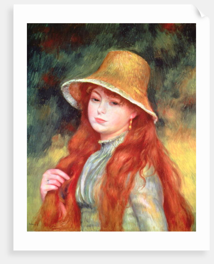 Young girl with long hair, or Young girl in a straw hat, 1884 by Pierre Auguste Renoir