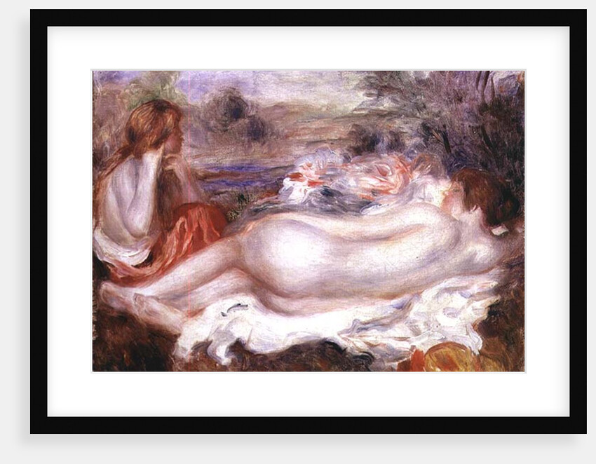 Bather reclining and a young girl doing her hair, 1896 by Pierre Auguste Renoir