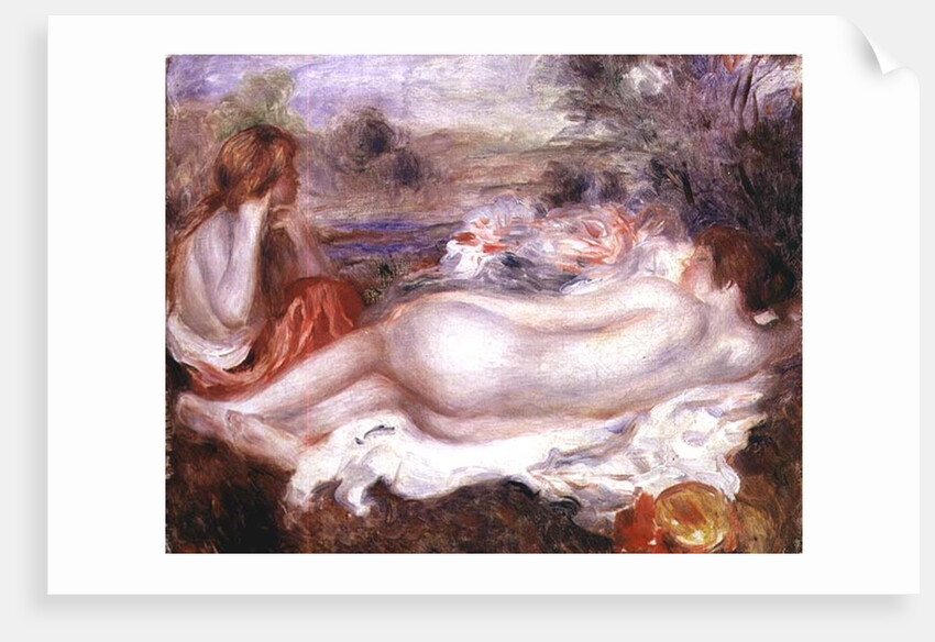 Bather reclining and a young girl doing her hair, 1896 by Pierre Auguste Renoir