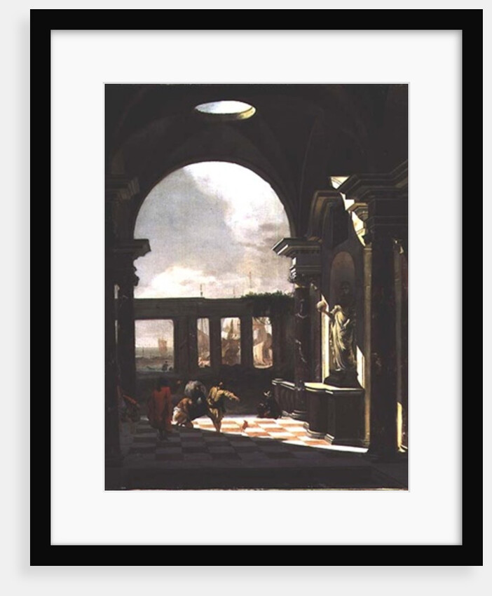 Architectural capriccio with oriental figures by Jan Baptist Weenix