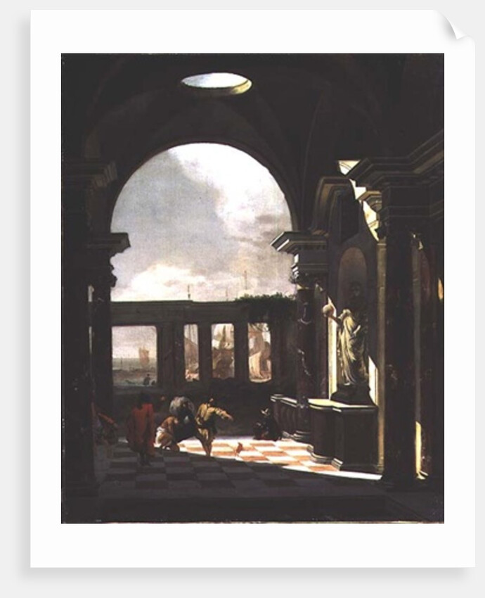 Architectural capriccio with oriental figures by Jan Baptist Weenix