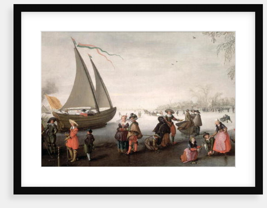 Skaters and a golf party on the ice by David Vinckboons