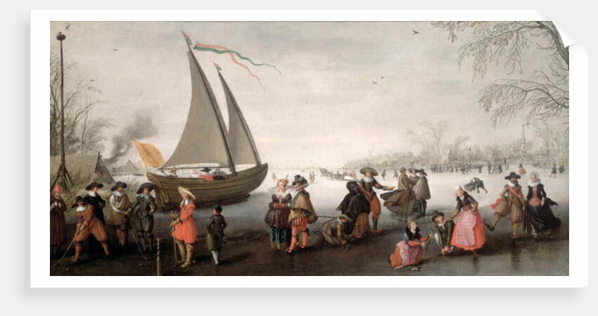 Skaters and a golf party on the ice by David Vinckboons