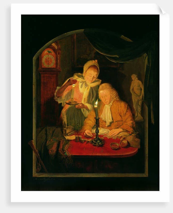 Couple counting money by candlelight, 1779 by Michiel Versteegh