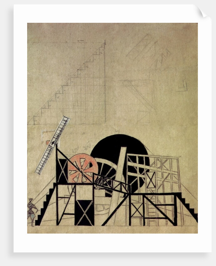 Stage set design for the play 'The Magnanimous Cuckold' by F. Crommelynck, Meyerhold Theatre, Moscow, 1922 by Lyubov Sergeevna Popova
