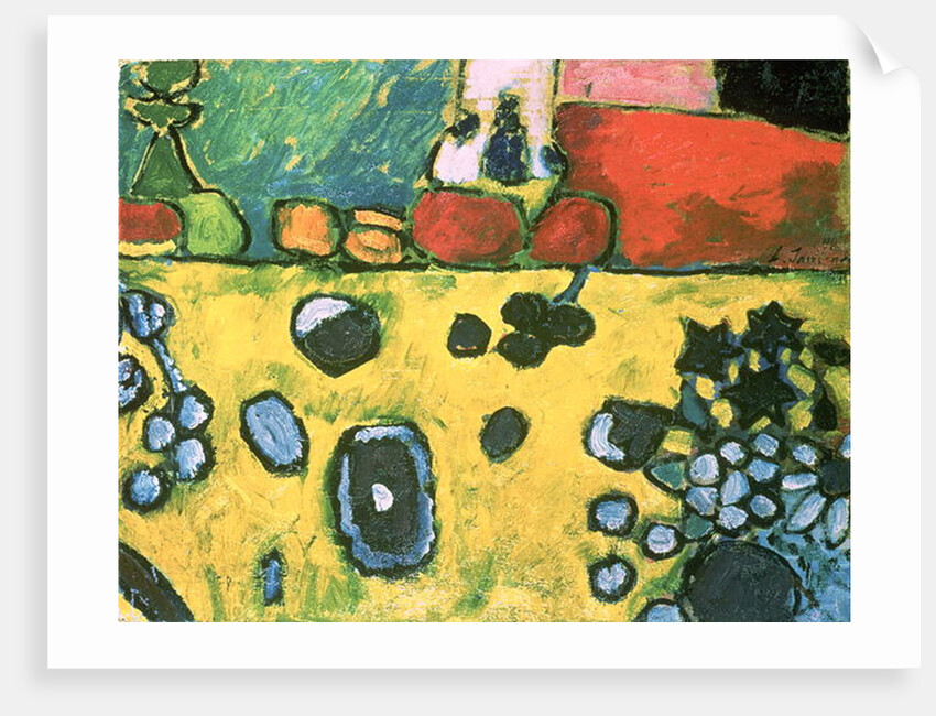 Still life with a colourful tablecloth, 1909 by Alexej von Jawlensky