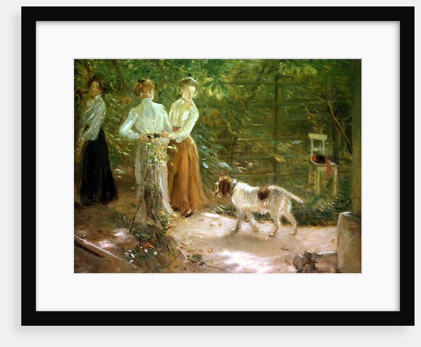View of the artist's garden with his daughters, 1903 by Fritz von Uhde