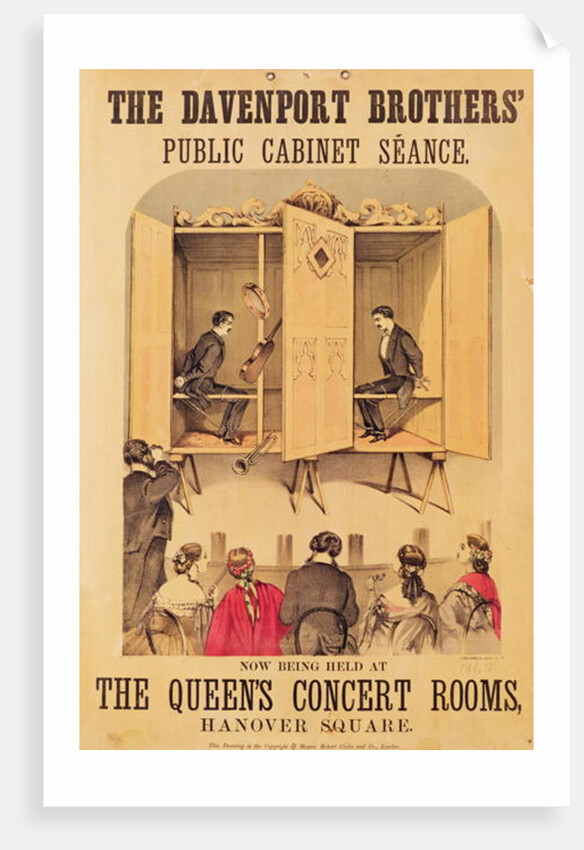 Poster advertising a psychic performance by the Davenport Brothers, 1865 by English School