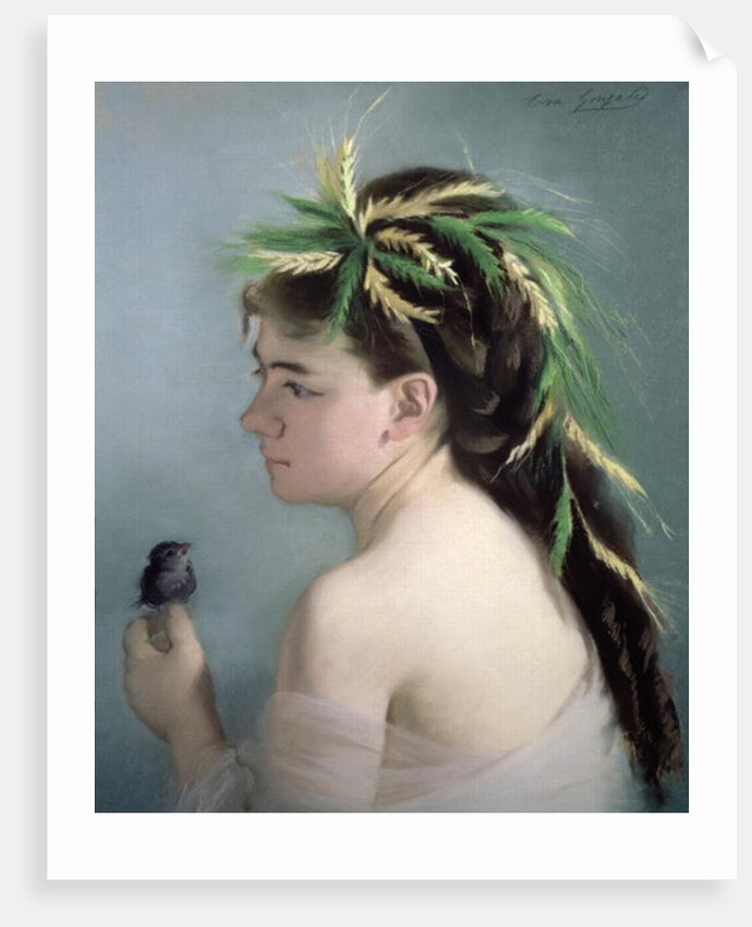 Portrait of a Girl holding a Sparrow by Eva Gonzales
