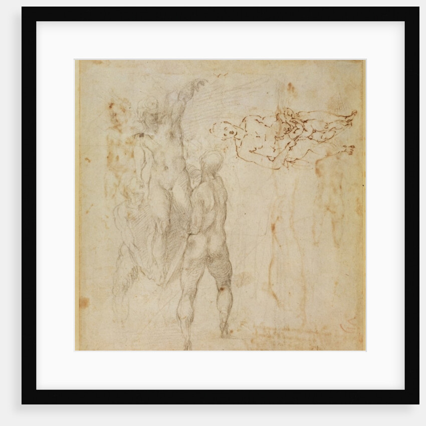 Male group and seated figure with child by Michelangelo Buonarroti