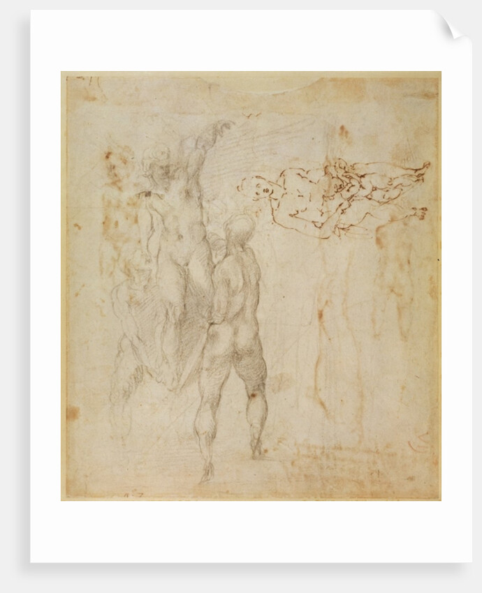 Male group and seated figure with child by Michelangelo Buonarroti
