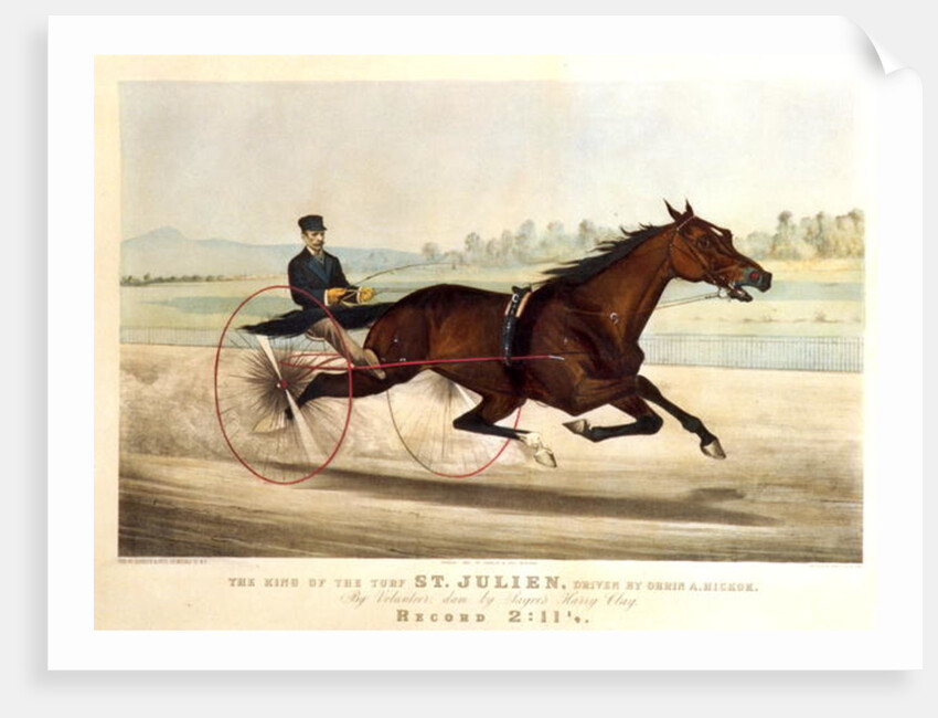The King of the Turf, 'St. Julien', driven by Orrin A. Hickok, 1880 by N. and Ives J.M. (1824-95) Currier