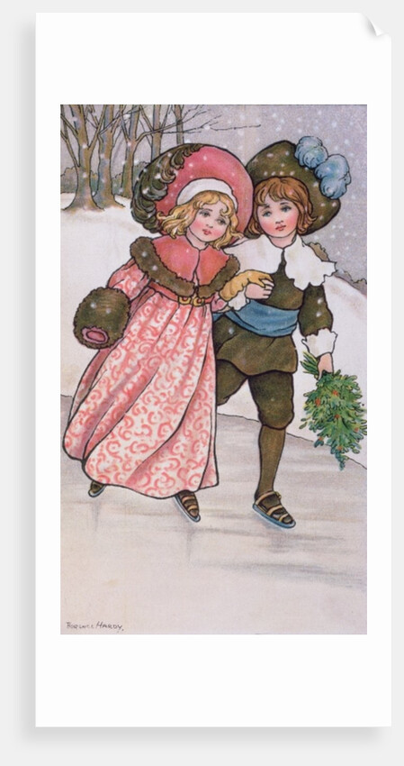 Girl and Boy Skating, late 19th or early 20th century by Florence Hardy