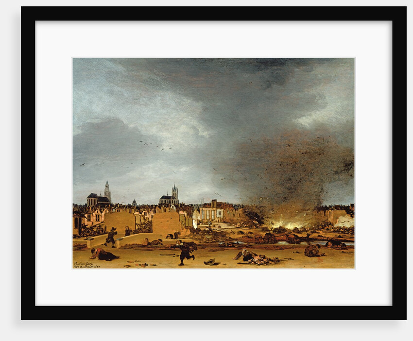 A view of Delft with the Explosion of 1654 by Egbert van der Poel