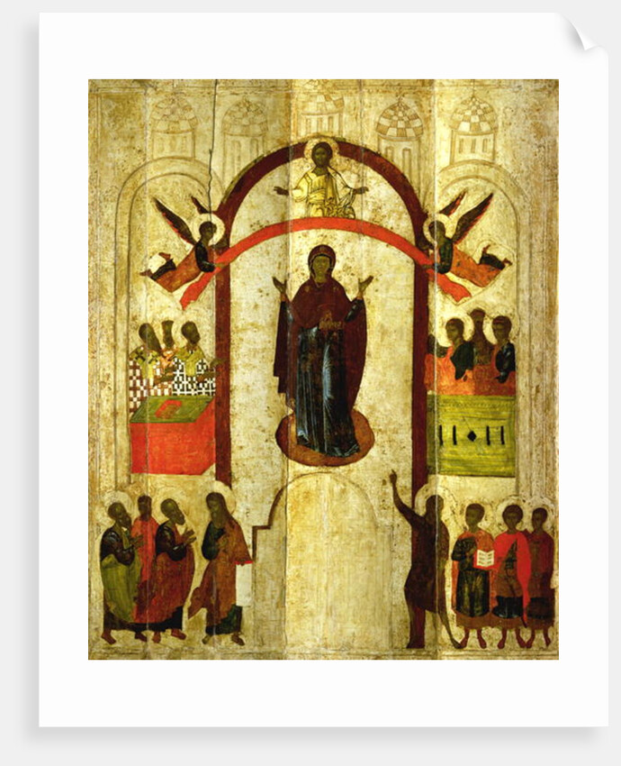 The Protection of the Theotokos Russian icon from the Zverin Monastery, 1399 by Novgorod School