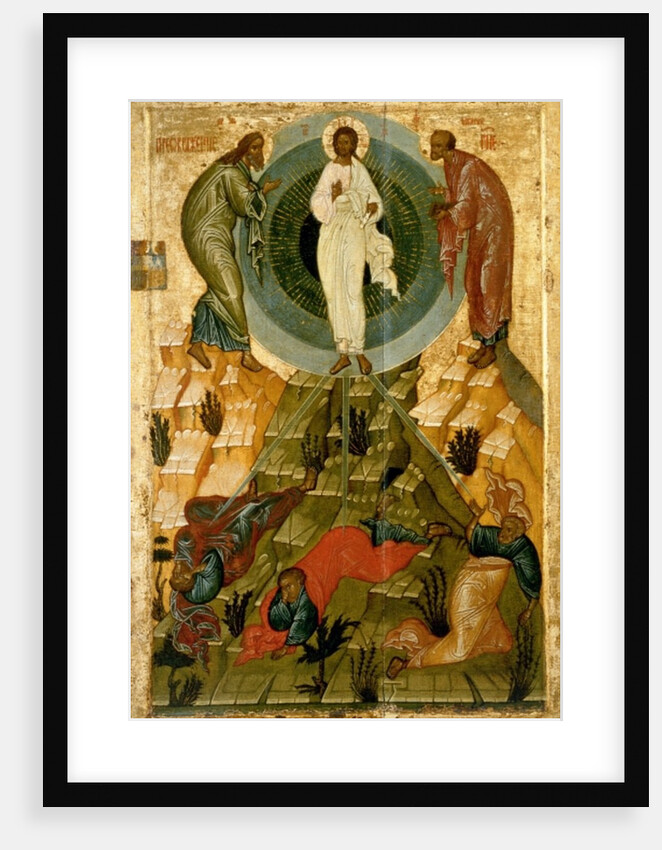 The Transfiguration of Our Lord, Russian icon from the Holy Theotokos Dormition Church on the Volotovo field near Novgorod by Novgorod School