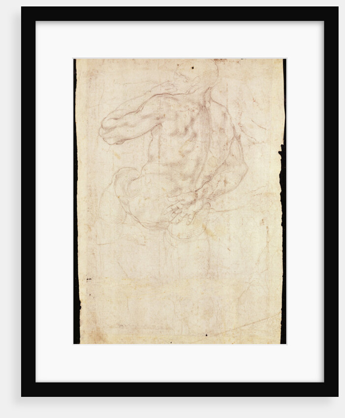 Drawing of a male standing figure by Michelangelo Buonarroti