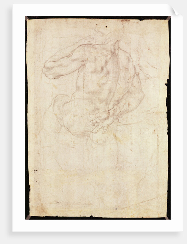 Drawing of a male standing figure by Michelangelo Buonarroti