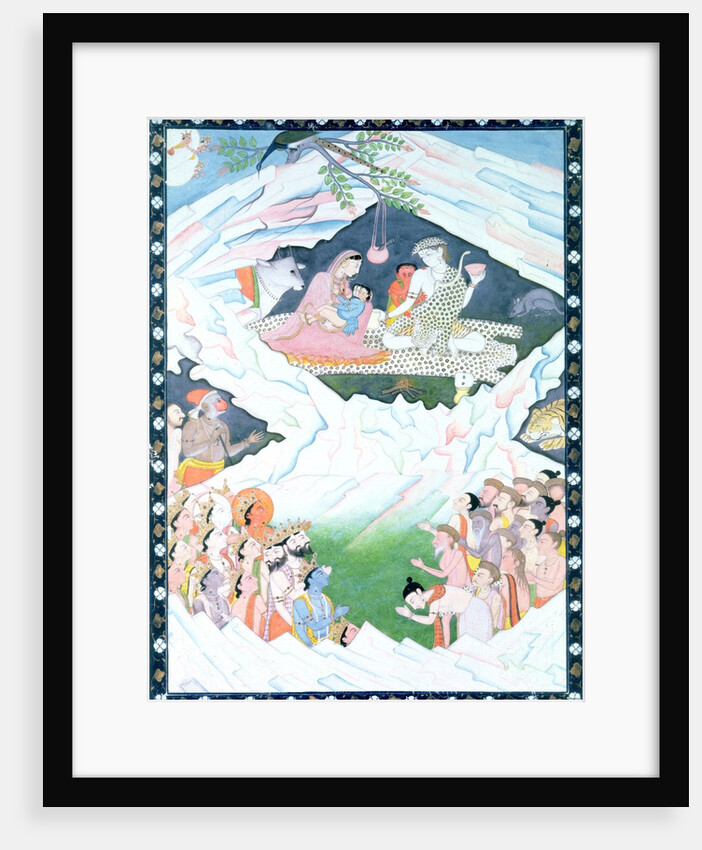 The Holy Family of Shiva and Parvati on Mount Kailash by School Indian