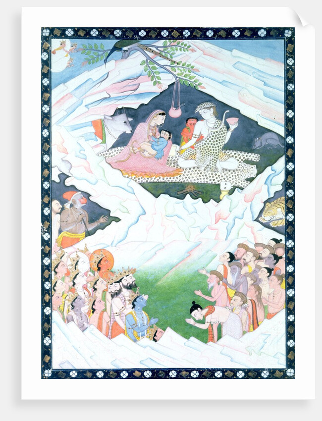 The Holy Family of Shiva and Parvati on Mount Kailash by School Indian