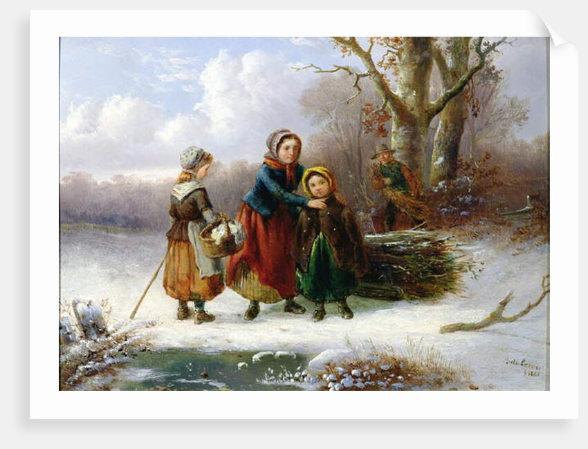 Three Girls in a Winter Landscape, 1865 by Alexis de Leeuw