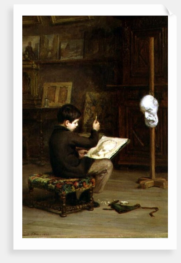 Young Boy Drawing from a Cast Head, 1879 by Pierre Edouard Frere