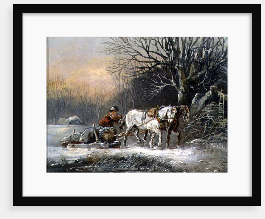 Timber Sledge in Winter, 19th century by German School