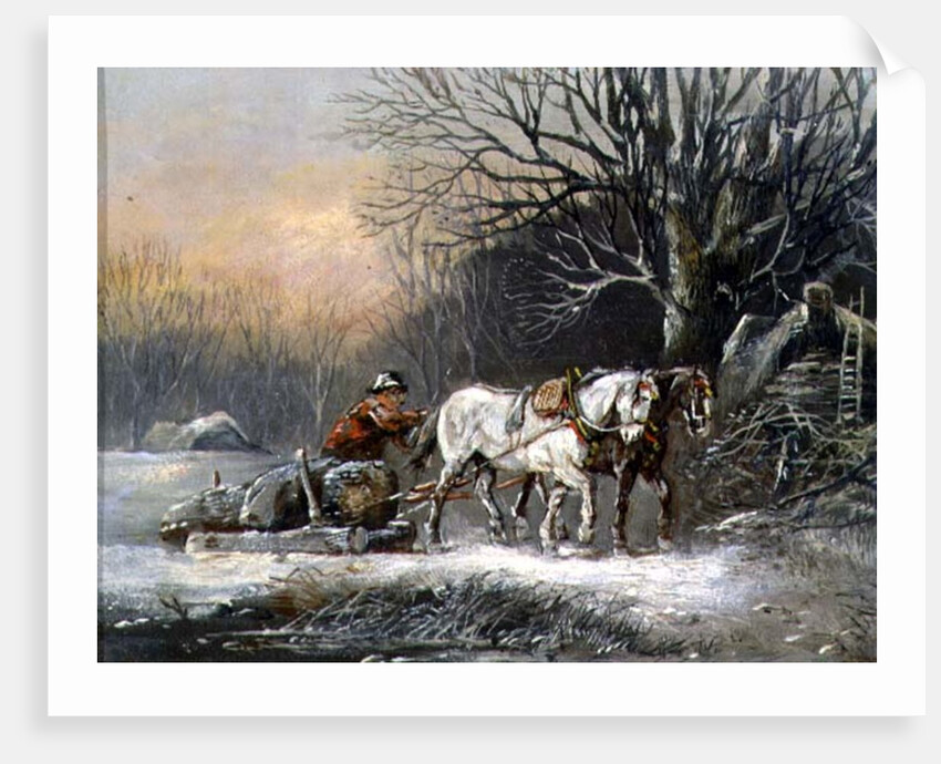 Timber Sledge in Winter, 19th century by German School