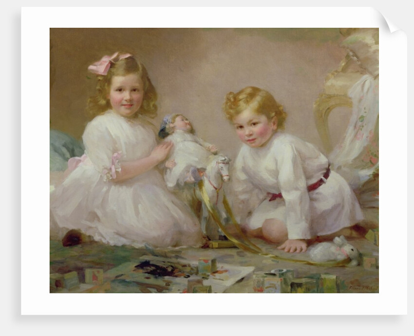A Brother and Sister Playing, 1915 by Frederick Howard Michael