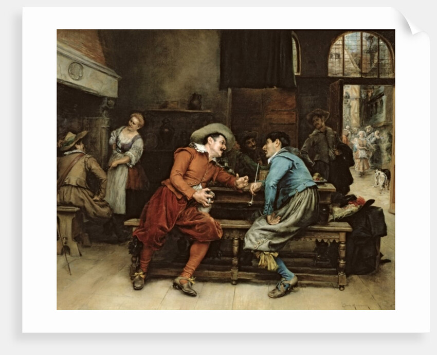 Two Men Talking in a Tavern by Jean Charles Meissonier