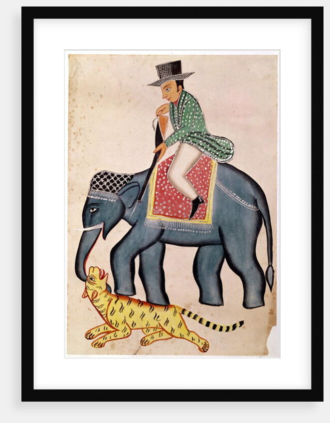 An Englishman Shooting a Tiger from an Elephant, Calcutta, c.1830 by Anonymous