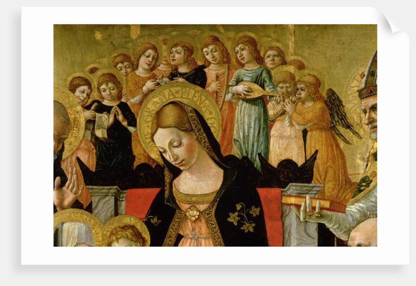 The Marriage of Saint Catherine of Siena, detail of the head of the Virgin and angels, c.1481-1500 by Lorenzo d'Alessandro da Severino II