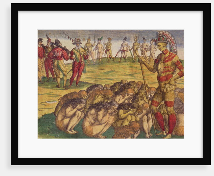 Capture of the Aztecs by the Spanish Colonists, book illustration, c.1550 by Theodor de Bry