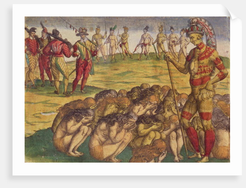 Capture of the Aztecs by the Spanish Colonists, book illustration, c.1550 by Theodor de Bry