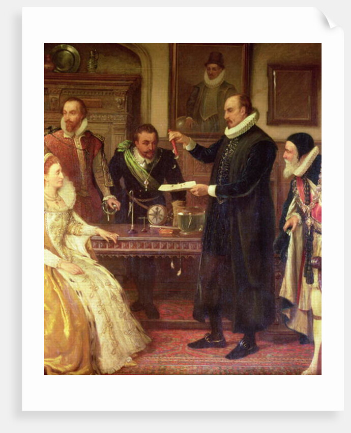 Dr William Gilbert Demonstrating his Experiment on Electricity to Queen Elizabeth I and her Court by Arthur Ackland Hunt