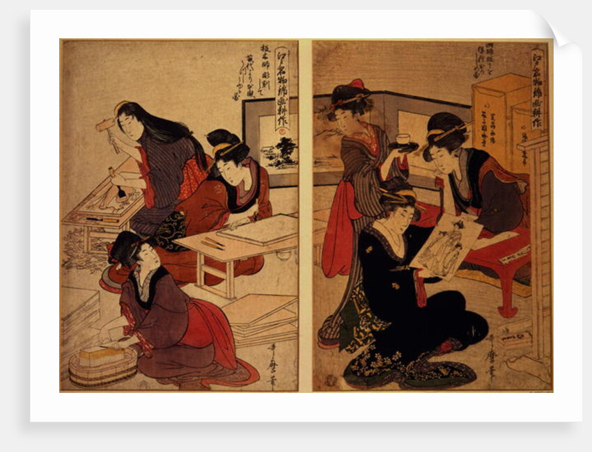 Artisans Making a Woodcut, c.1857 by Kitagawa Utamaro