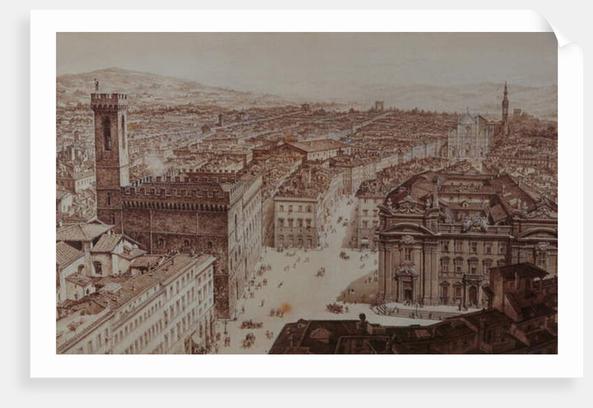 View of Piazza di San Firenze and Piazza Santa Croce, Florence by Giuseppe and Sanesi Nicola Poggi
