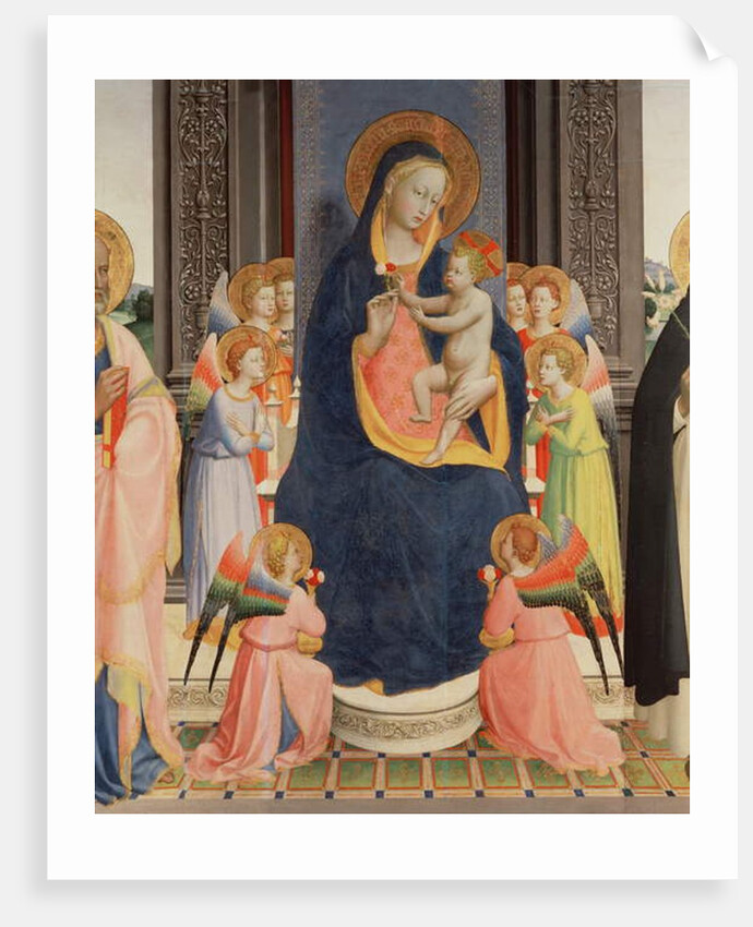 Detail from the Politico Di San Domenico showing the Virgin and Child enthroned with Eight angels, c.1422 by Fra (c.1387-1455) Angelico