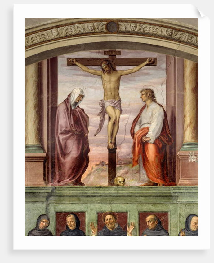 The Crucifixion of Christ. Inscription '' INRI '' on the cross by Giovanni Antonio Sogliani