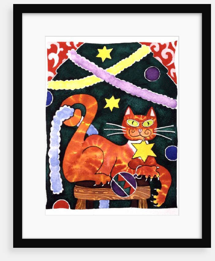 Christmas Cat with Decorations by Cathy Baxter