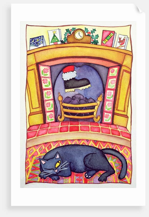 Santa Arriving Down the Chimney by Cathy Baxter